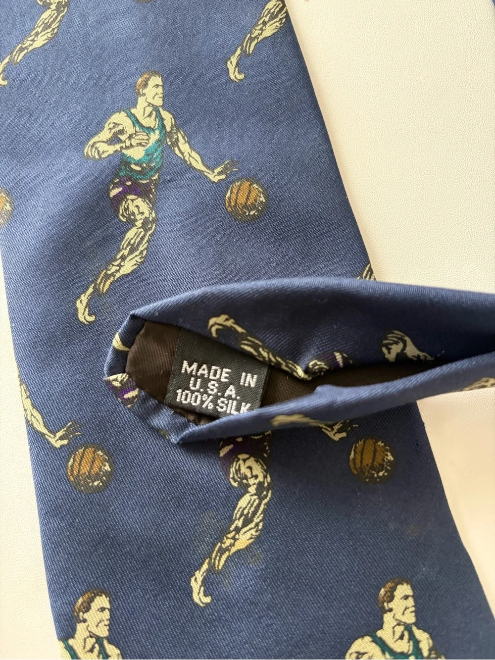 Vintage Basketball Player Pattern Tie